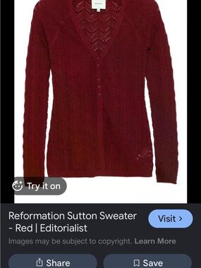 Reformation Sutton Burgundy V-Neck Button Cardigan